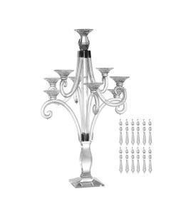 Crystal And Black Candelabra With Hanging Crystals