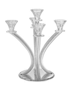 5 Branch Crystal Candelabra with Crushed Stones