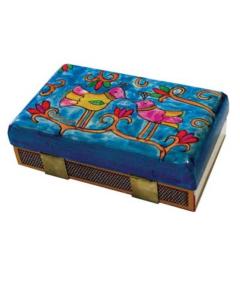 Kitchen Size Painted Wooden Match Box - Birds