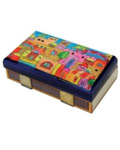 Kitchen Size Painted Wooden Match Box - Jerusalem