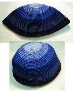 Knit Xlarge Elastic Kipa - Blue Tones 24 CM