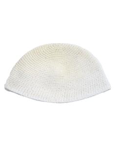 Knit Xlarge Elastic Kipa - White 24 CM