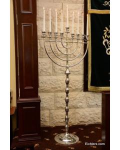 63" Chanukah Menorah for Shul - Silver Aluminum