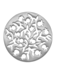 Aluminum Trivet - Round Oriental Pomegranates - Silver