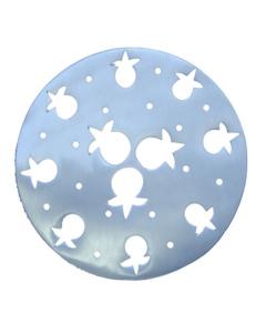 Aluminum Trivet - Round Pomegranates - Silver