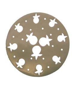 Anodize Aluminum Trivet - Round Pomegranates - Gold