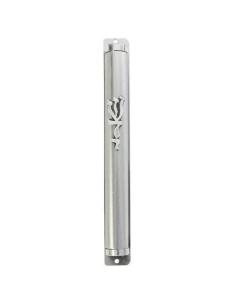 Pewter Mezuzah with Silver Shin