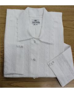 FULL CUSTOM DESIGNED KITTEL WITH PLEATS AND LACE /  CROWN LACE DESIGN