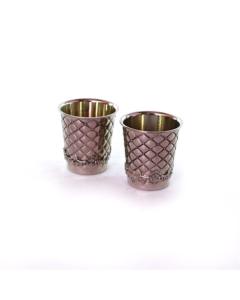 Nickel 2 wine cups for Kiddush - Minimum Shiur