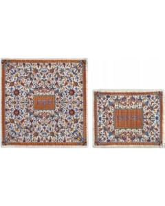 Embroidered Matzah/ Afikomen Covers -  Oriental in Orange - Yair Emanuel Collection