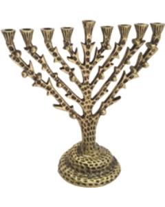 Gold Plated Candle Menorah ''Pomergranates''
