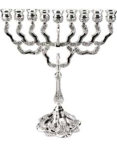 Nickel Plated Oil Menorah 12''
