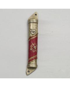 Decorated Pewter Mezuzah ''Red Harmony''