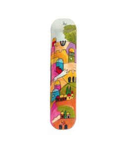Large Wooden Mezuzah - Jerusalem Vistas