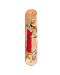 Large Wooden Mezuzah - Davids Harp