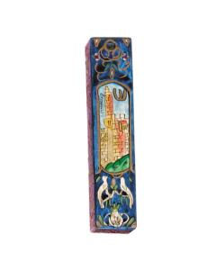 Large Wooden Mezuzah - David Tower