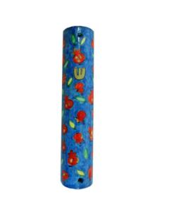 Large Wooden Mezuzah - Small Pomegranates