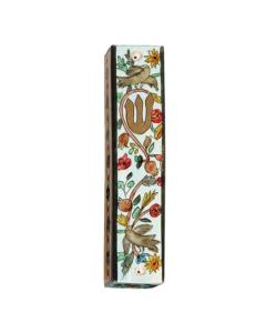 Large Wooden Mezuzah - Birds