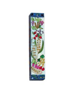 Large Wooden Mezuzah - The Seven Species
