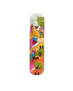 Small Wooden Mezuzah - Jerusalem Vistas