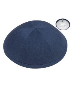 Navy Blue Linen Kippah (Sold by Dozen)