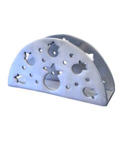 Aluminum Napkin Holder - Semi-Circle Pomegranates - Silver