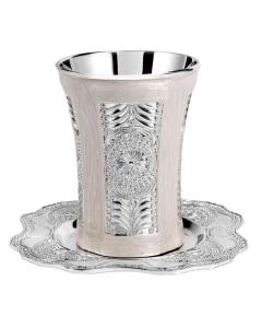 Marble & Silver Plated Kiddush Cup and Tray