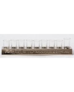 Oil Menorah with Glass Cups Silver