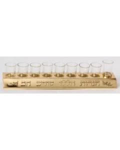 Oil Menorah with Glass Cups Gold