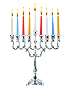 Candle Menorah Set Silver Plated 7"