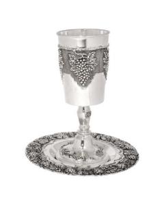 Nickel Kiddush Goblet Elijah Cup Grape Design