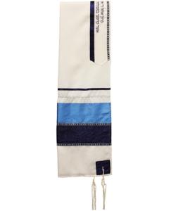 Viscose Tallis - Navy, Royal Blue & Silver - Ronit Gur