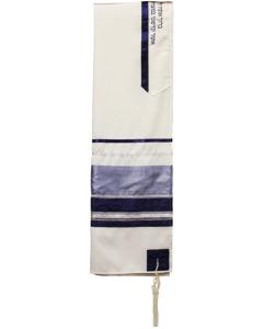 Viscose Tallis - Navy, Slate Blue & Silver - Ronit Gur