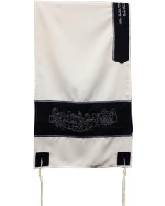 Viscose Tallis - Blue/White Jerusalem - Ronit Gur