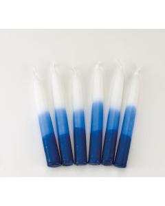Blue/White Tricolor Shabbat Candles, 12/Gift Box
