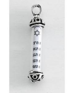 10 Commandments Mezuzah Sterling Silver Pendant