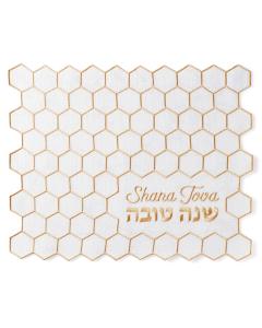 Rosh Hashana Honeycomb Challah Cover, with Gold Embroid.