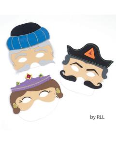Purim Masks, Pack of 3 - Esther, Haman & Mordechai