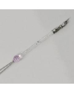 Pewter and Pink Crystal Yad with Stones - 7.25''