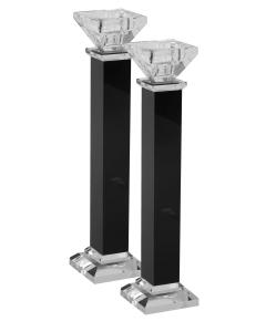 Crystal Candlesticks Black 10.5" Set Of 2