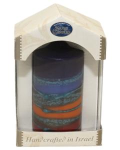 Safed Pillar Havdalah Candle Rainbow Blue Large