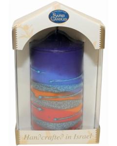 Safed Pillar Havdalah Candle Rainbow Blue Small