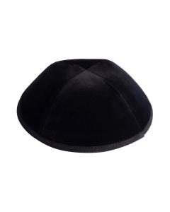 4 Part Black NO Rim Velvet Yarmulka