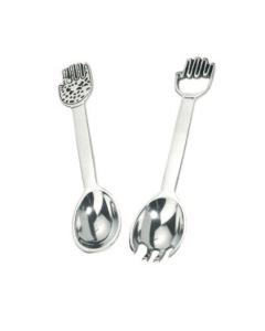 Aluminum Salad Spoon and Fork Set - Hamsa