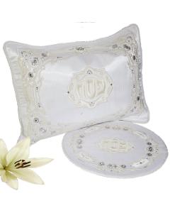 Silver and White Crystal Pleated Collection 4 Piece Seder Set