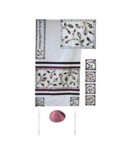 Embroidered Raw Silk Tallit  - The Matriarchs (White)- Yair Emanuel Collection