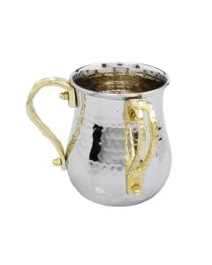Stainless Steel Wash Cup with Gold Loop Handles