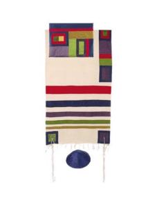 Raw Silk Tallit with stripes  - (Multicolor) - Yair Emanuel Collection