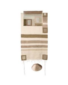 Raw Silk Tallit with stripes  - (Gold) - Yair Emanuel Collection