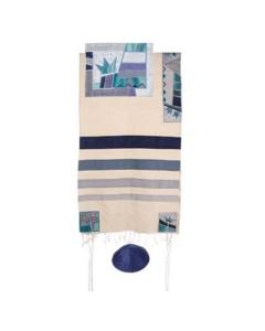 Raw Silk Appliqued Tallit  - Crown (Multicolor) - Yair Emanuel Collection